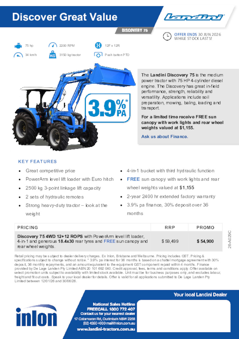 26-A029C Landini Discovery 75 Promotion oe 30.06